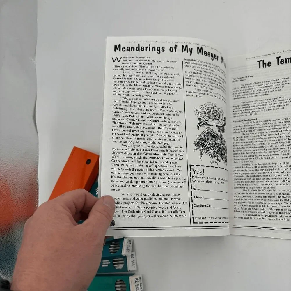 Planchette Number 1 March 1995 by Hell's Peak Publishing RARE‎ Piece of Gaming